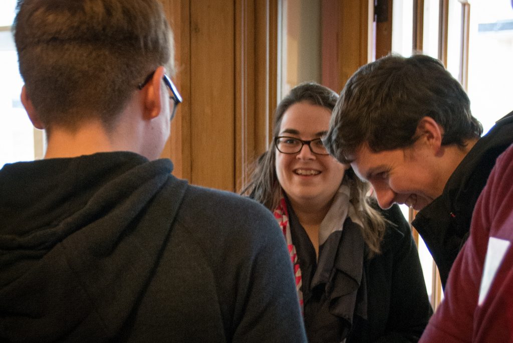 Jake Cobley helping to greet people at Staffs Web Meetup